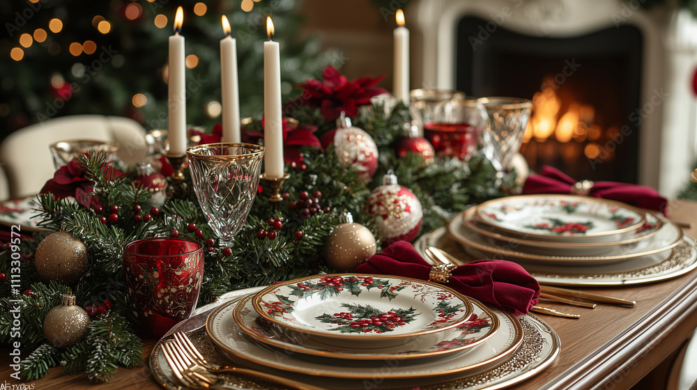 An elegantly decorated holiday table with a glowing candle centerpiece, festive tableware, and subtle seasonal accents in a cozy, warm-lit setting. An elegantly decorated holiday table with a glowing candle centerpiece, festive tableware, and subtle seasonal accents in a cozy, warm-lit setting.