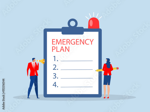 emergency action plan, emergency action plan when business disaster occurs Business emergency plan concept vector illustrator
