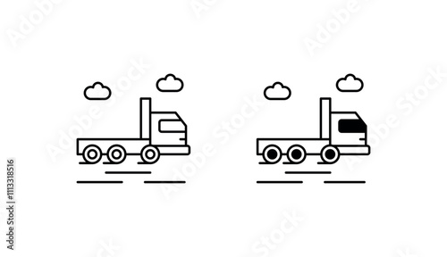 Flatbed Truck icon design with white background stock illustration