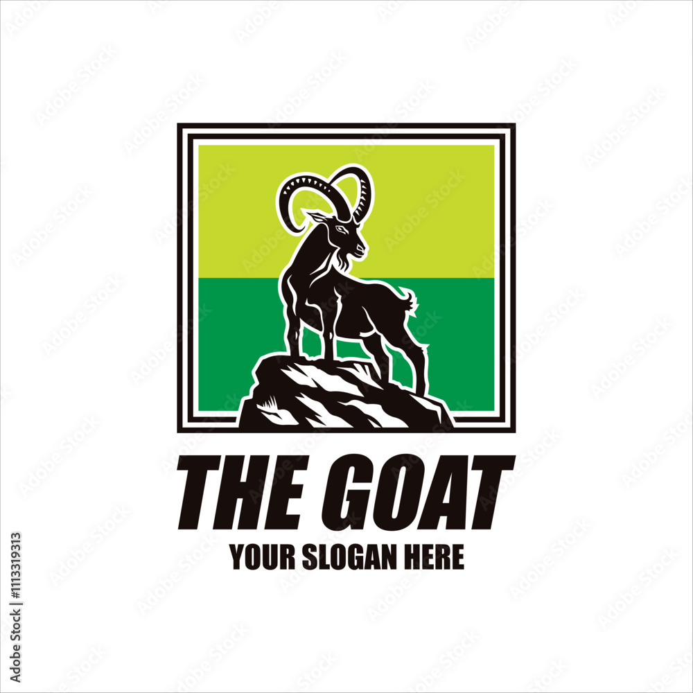 Fototapeta premium Goat logo design vector goat farm illustration cattle livestock silhouette retro