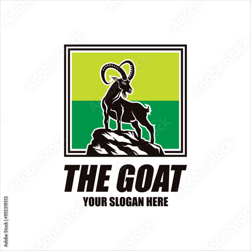 Goat logo design vector goat farm illustration cattle livestock silhouette retro