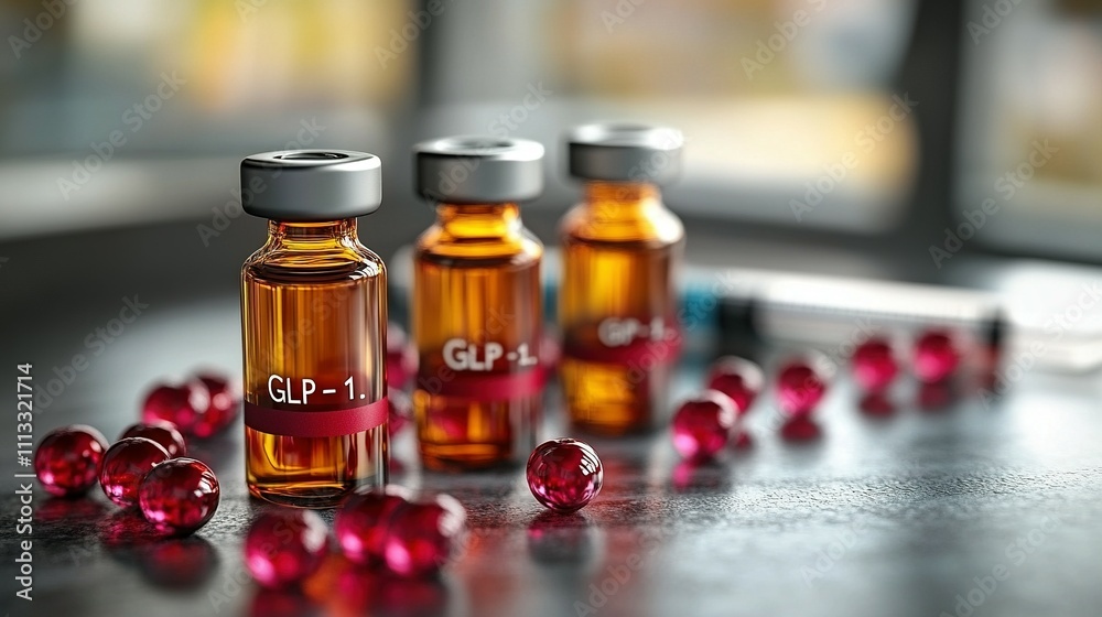 GLP-1 Vials with Syringes and Heart Icon Illustrating Growth GLP-1 Vials with Syringes and Heart Icon Illustrating Growth
