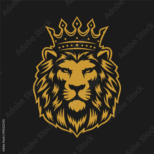 vector logo of lion head wearing crown. Thank You