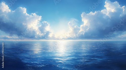 Vast Ocean and Sky in Anime Style Landscape Illustration