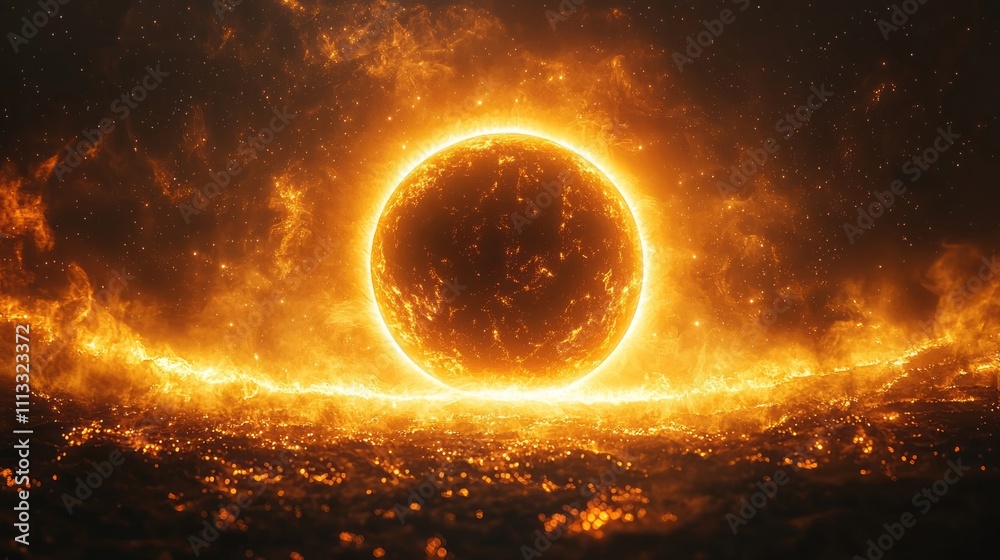 Obraz premium Glow light effect. Star burst with sparkles. Solar eclipse, astronomical phenomenon.