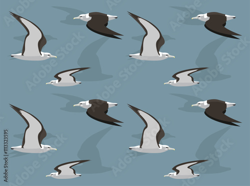 Bird Albatross Flying Cartoon Character Seamless Wallpaper Background