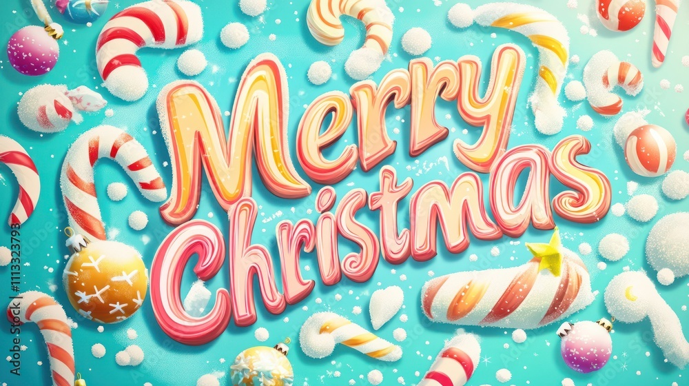 Fototapeta premium 3D text effect cartoon style with white outline