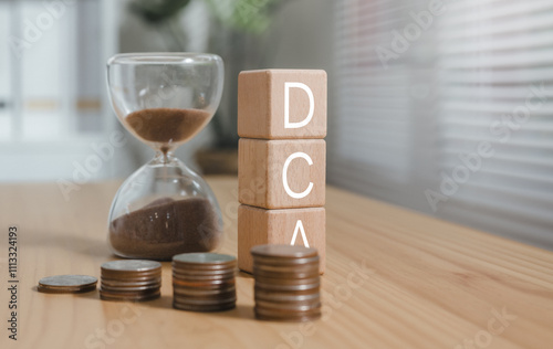 increase, increasing, invest, investing, earn, financial, finance, investment, earning, asset. A stack of wooden blocks with the letters D, C, and A on top. The coins are arranged in a pyramid shape. photo