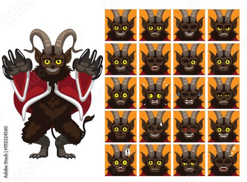 Krampus Cartoon Emotion faces Vector Illustration