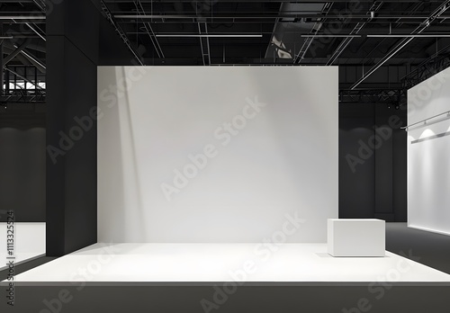 Exhibition stand with blank walls mockup