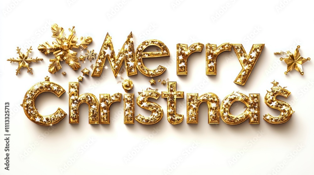 3D text effect Merry Christmas with a golden color 3D text effect Merry Christmas with a golden color