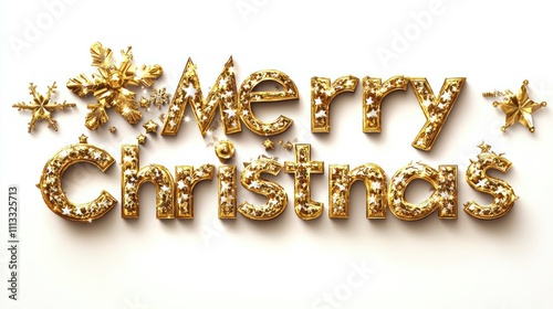 3D text effect Merry Christmas with a golden color