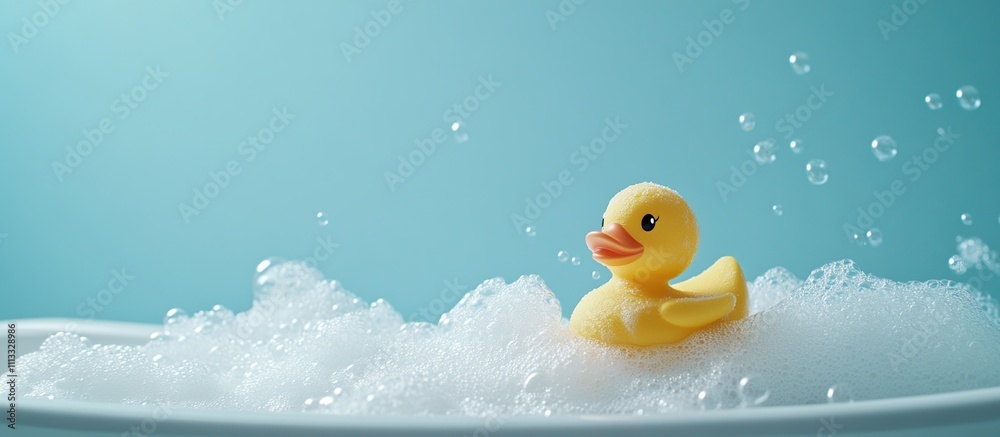 Joyful Bathtime: A Yellow Rubber Duck in a Bubbly Bath Joyful Bathtime: A Yellow Rubber Duck in a Bubbly Bath