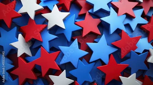 Colorful Stars in Red, White, and Blue for Celebration and Patriotism