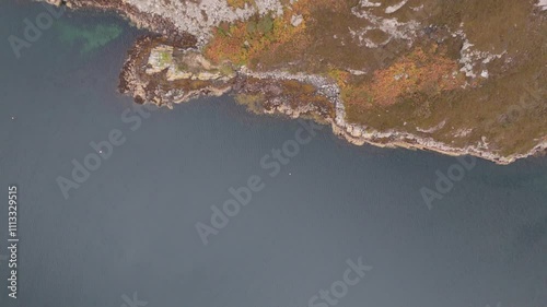 Top down view of the Eilean a Ghamhna in Eddrachillis bay island in North of Scotland photo