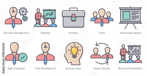 A set of 10 business icons as business management, meeting, portfolio