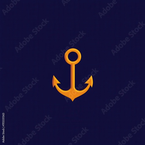 Gold anchor icon on dark navy background. photo