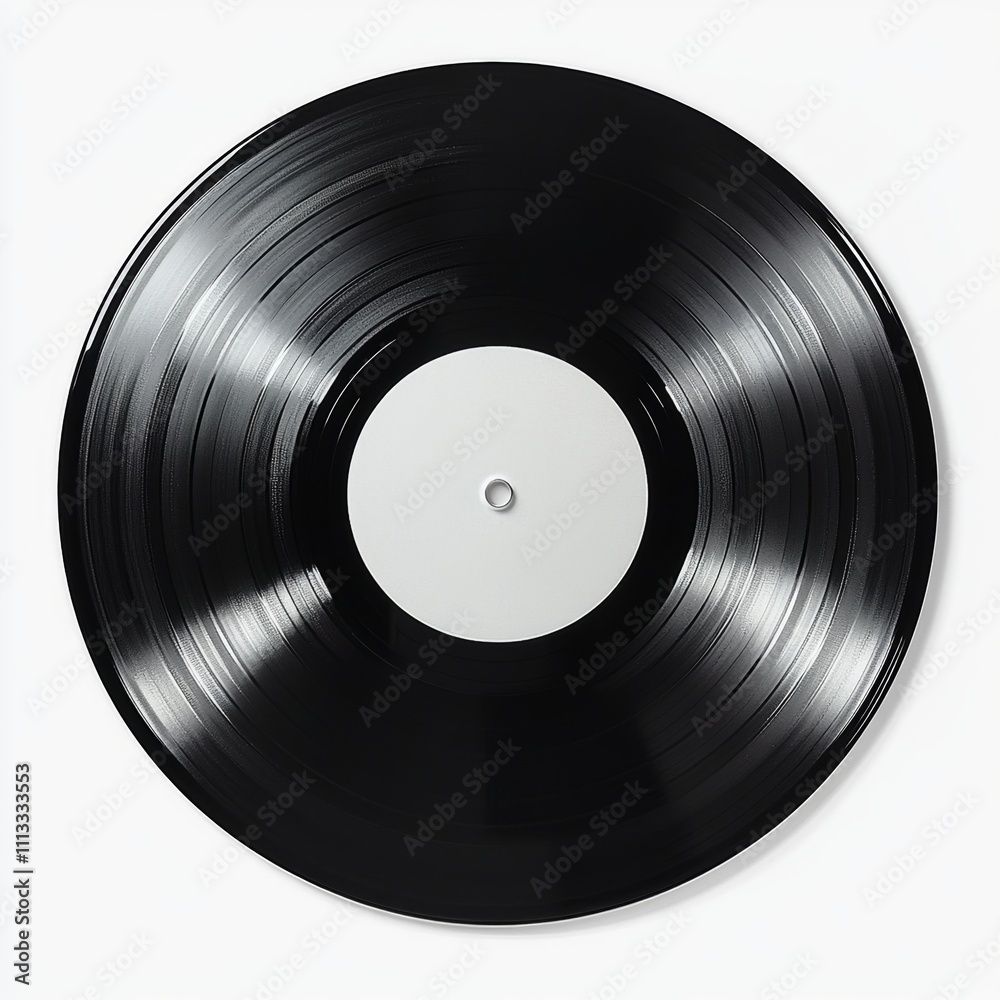 Obraz premium Vinyl Record 12 inch Black LP Mock-up Retro Design on White Background