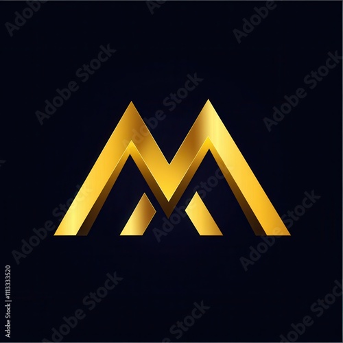 Gold letter M logo on dark background.