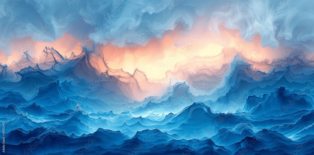 Abstract Blue Watercolor Background with Waves and Clouds for Wallpaper Banner or Poster Design Abstract Blue Watercolor Background with Waves and Clouds for Wallpaper Banner or Poster Design