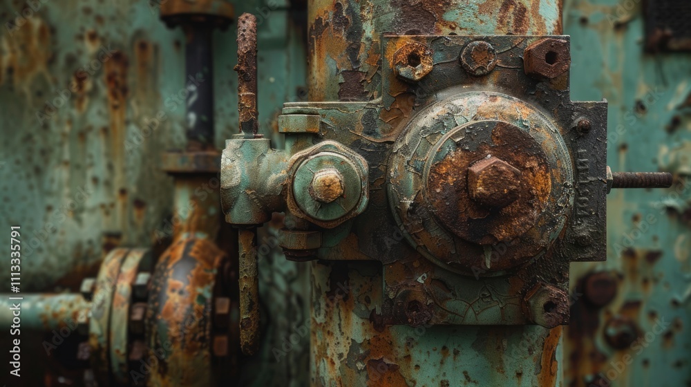 Rusty machinery with weathered textures and intricate details. Rusty machinery with weathered textures and intricate details.