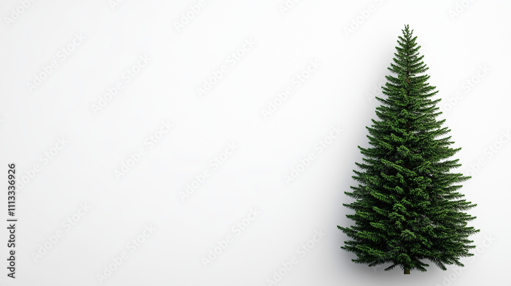 Fototapeta premium White Background with Bare Christmas Tree, tree, Christmas, holiday, empty, white, background