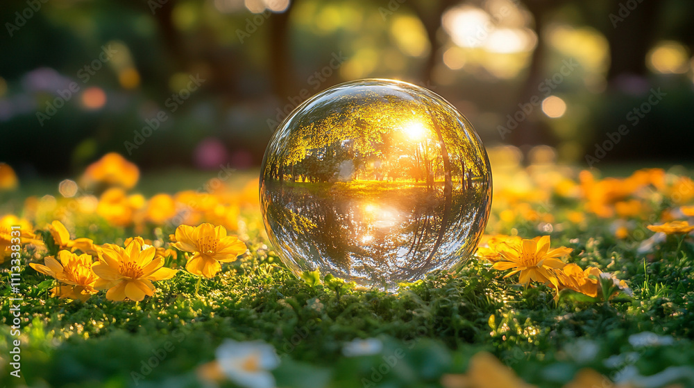 crystal-clear glass globe rests on vibrant green moss in a serene forest, symbolizing global unity, environmental harmony, and the fragile interconnectedness of nature and humanity crystal-clear glass globe rests on vibrant green moss in a serene forest, symbolizing global unity, environmental harmony, and the fragile interconnectedness of nature and humanity