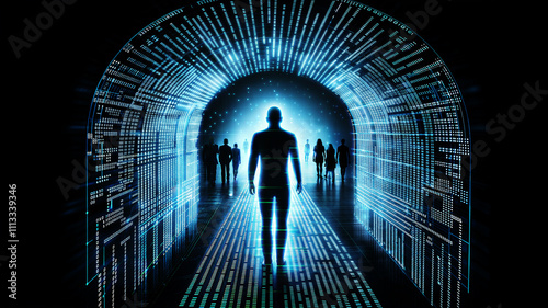 Human Figures in Digital Tunnel of Light