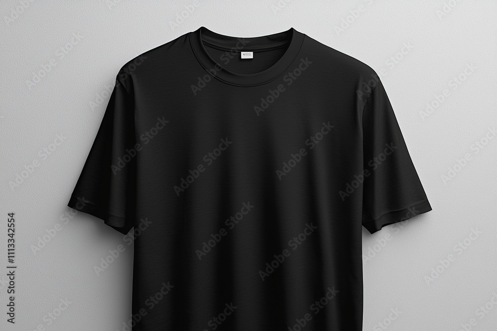 Black T-shirt Mockup with Front and Back View on Isolated White Background Black T-shirt Mockup with Front and Back View on Isolated White Background