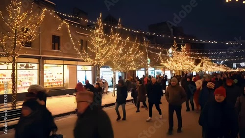people walking in the city when christmas
