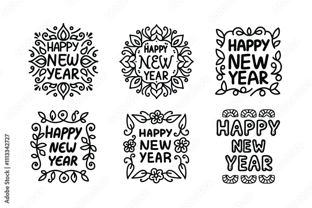 bundle template happy new year mandala vector art