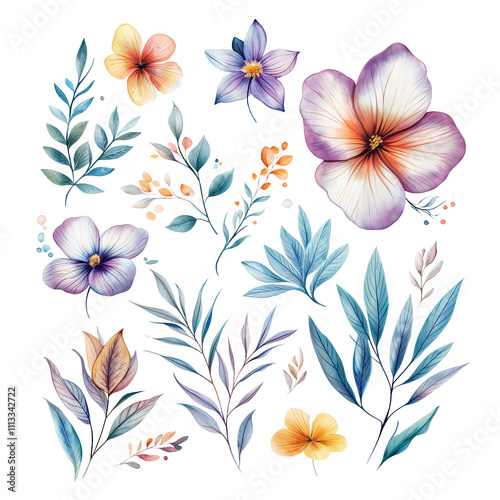 Vintage Botanical Flower Set Decorative Nature Illustration Pack
