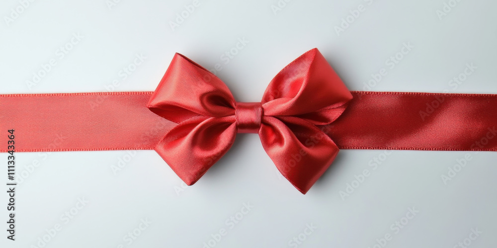 red satin ribbon tied in bow, elegantly positioned on light background, adds touch of sophistication and charm to any gift or decoration red satin ribbon tied in bow, elegantly positioned on light background, adds touch of sophistication and charm to any gift or decoration