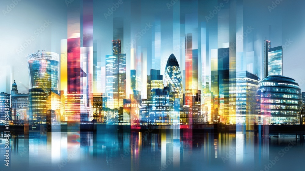 London Cityscape at Night - Abstract Artistic Impression. London Cityscape at Night - Abstract Artistic Impression.