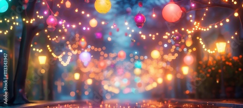 sparkling colorful festival lights background, party, celebration 91