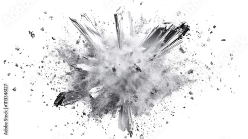 Explosion of silver powder transparent background