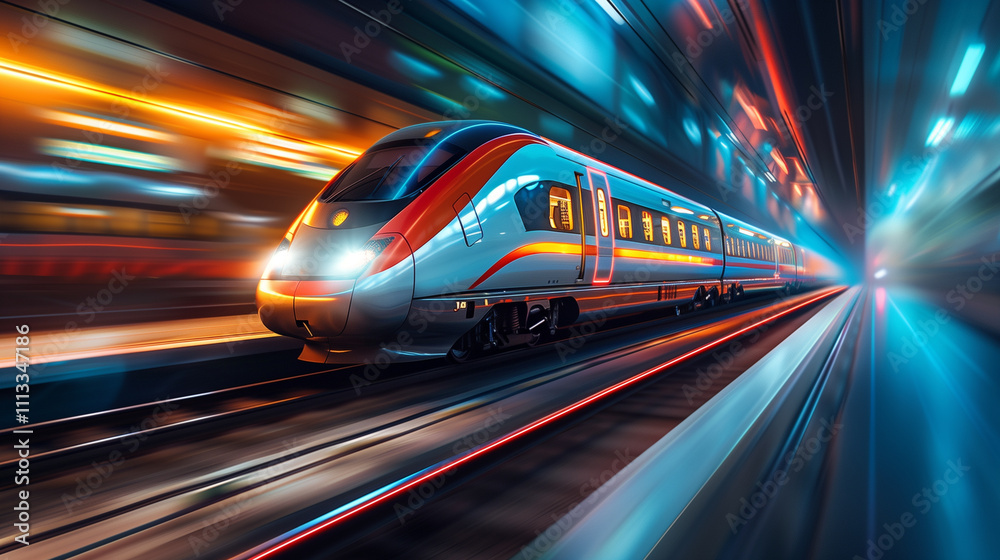 Close-Up of High-Speed Train in Motion with Dynamic Blur Close-Up of High-Speed Train in Motion with Dynamic Blur