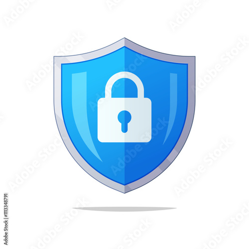 Metal Shield security padlock isolated on white background
