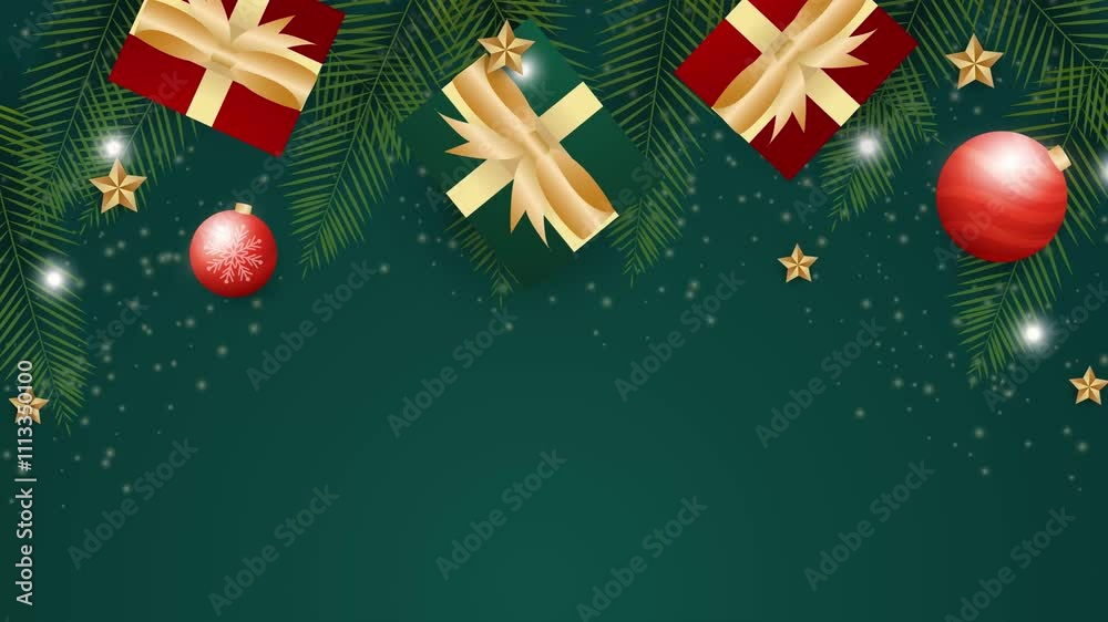 modern christmas card featuring sparkling decorations and festive ornaments seamless 4k video background motion pop art design