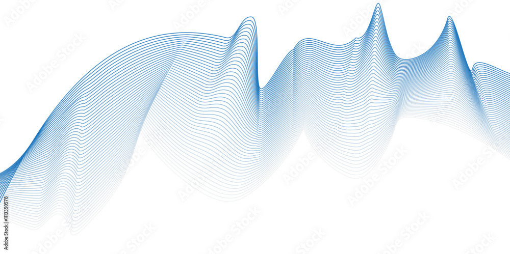 Fototapeta premium Glowing waveform frequency futuristic energy sound waves technology concept background. Abstract background wave line in vector business texture. Pattern line blend curve flow futuristic background.