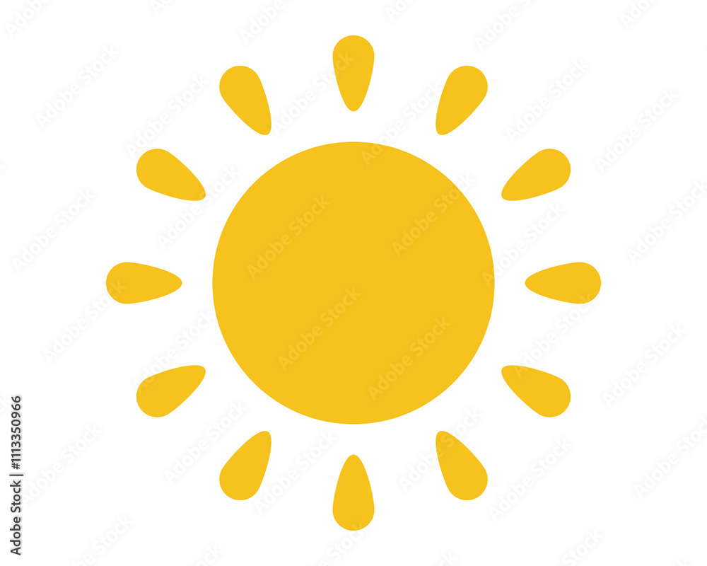 Yellow sun icon. Shine sun ray. Sunset, sunrise Summer, sunlight, nature, sky icon. Yellow sun icon. Vector illustration isolated on white background Yellow sun icon. Shine sun ray. Sunset, sunrise Summer, sunlight, nature, sky icon. Yellow sun icon. Vector illustration isolated on white background