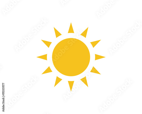 Yellow sun icon. Shine sun ray. Sunset, sunrise Summer, sunlight, nature, sky icon. Yellow sun icon. Vector illustration isolated on white background