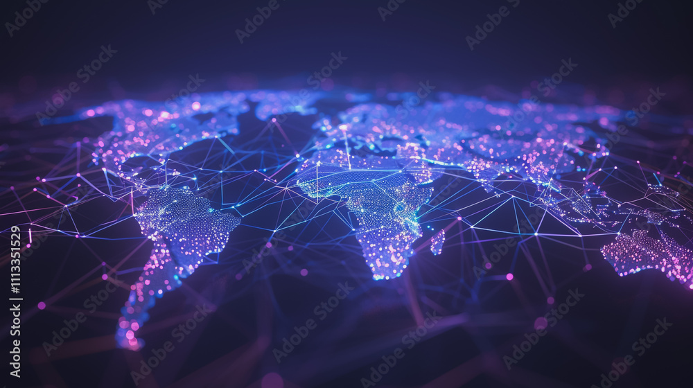 abstract business connection of line from nail node to node on world map background Innovation network points Earth's surface abstract business connection of line from nail node to node on world map background Innovation network points Earth's surface
