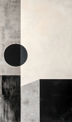 Eclectic minimalist art: contrast of simplicity and eccentricity with geometric figures on a neutral background