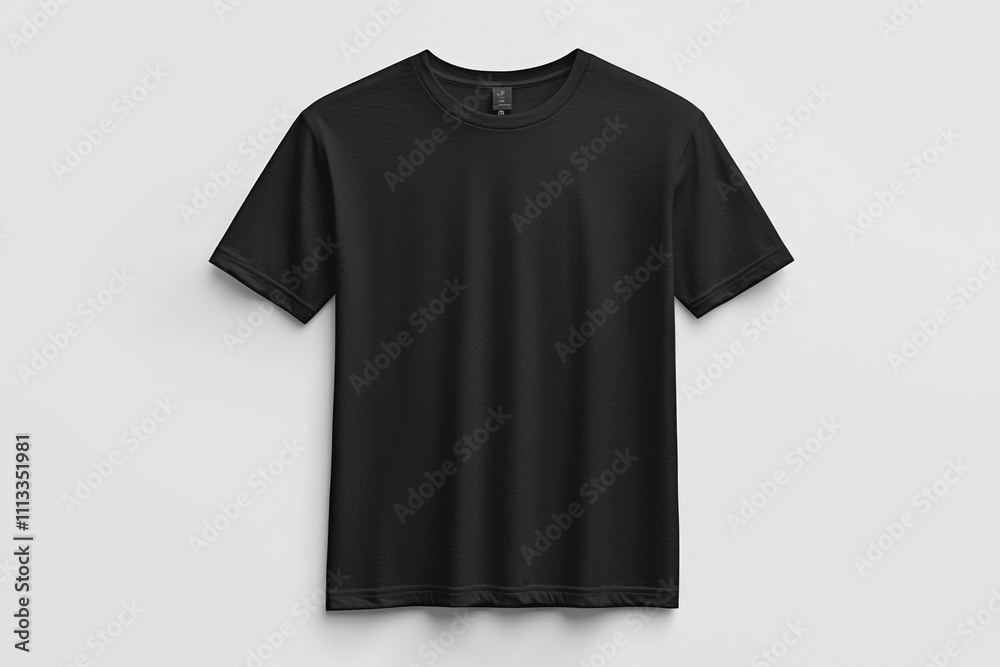 Black T-shirt Mockup with Front and Back View on Isolated White Background Black T-shirt Mockup with Front and Back View on Isolated White Background