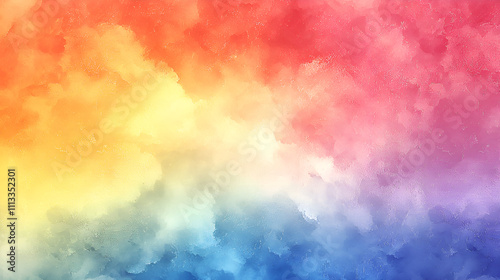 Vibrant Rainbow Gradient Abstract Art with Colorful Clouds and Watercolor Texture