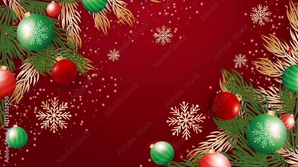 elegant background with sparkling decorations and christmas ornaments seamless 4k video background motion pop art design