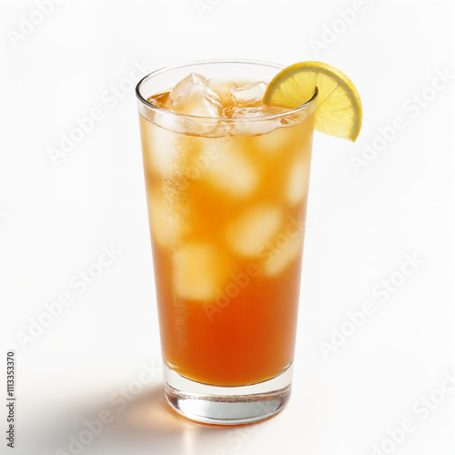 Arnold palmer with lemon slice in a glass on a white background