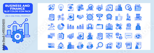 Business And Finance Blue Icons Pack, Contains Such Icons as rocket,finance,flowchart and more