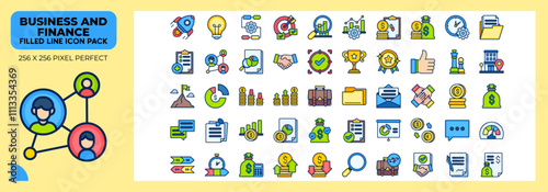 Business And Finance Filled line Icons Pack, Contains Such Icons as agreement,handshake,teamwork and more